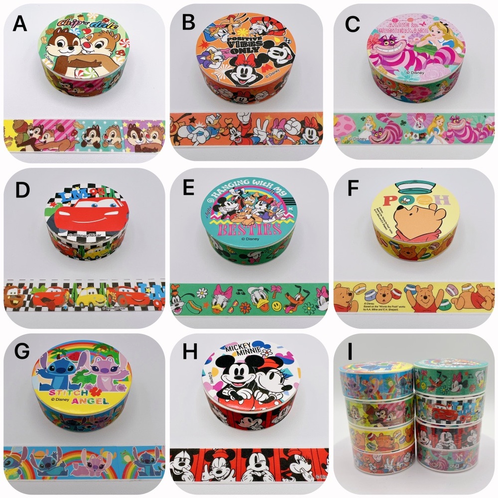 Disney Masking Washi Tape POOH Stitch Chip N Dale Mickey Minnie Alice LM95